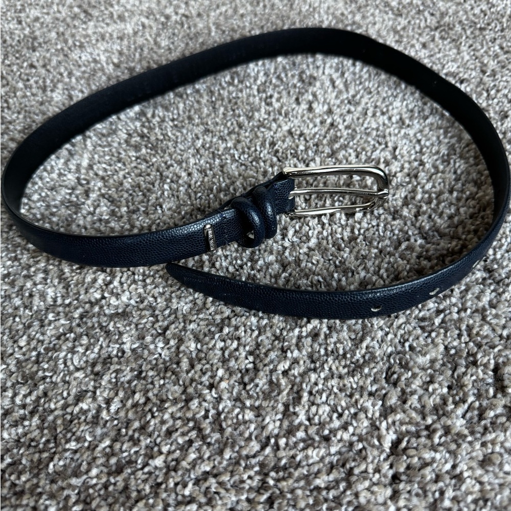 Nine West Navy Pebble Leather Belt